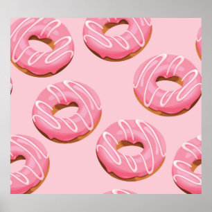 Glazed Donuts Seamless Background Poster
