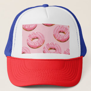 Glazed Donuts Seamless Background Trucker Hat