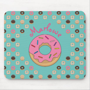 Glazed Doughnuts Custom Name Mouse Mat