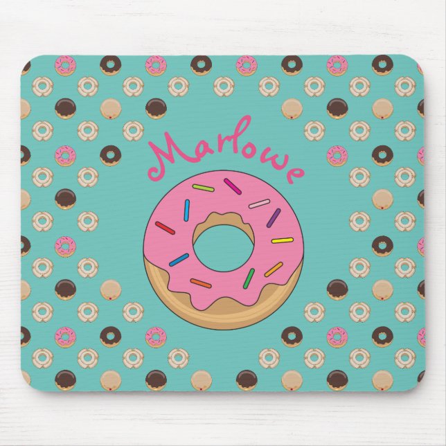 Glazed Doughnuts Custom Name Mouse Mat (Front)