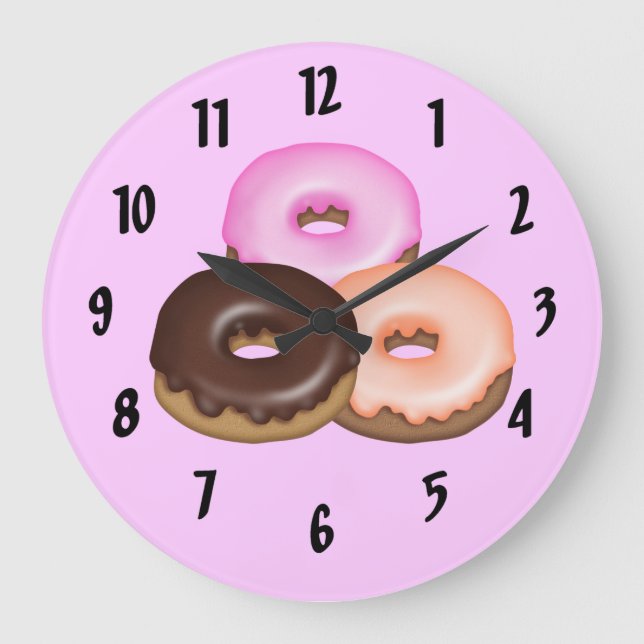 Glazed Doughnuts Large Clock (Front)