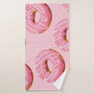 Glazed Doughnuts Seamless Background Bath Towel