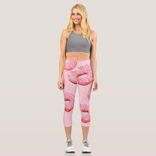 Glazed Doughnuts Seamless Background Capri Leggings