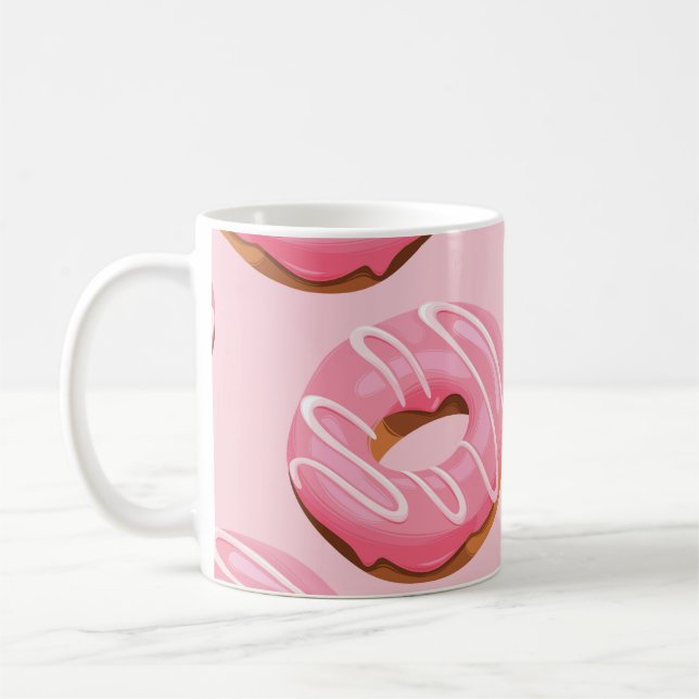 Glazed Doughnuts Seamless Background Coffee Mug (Left)