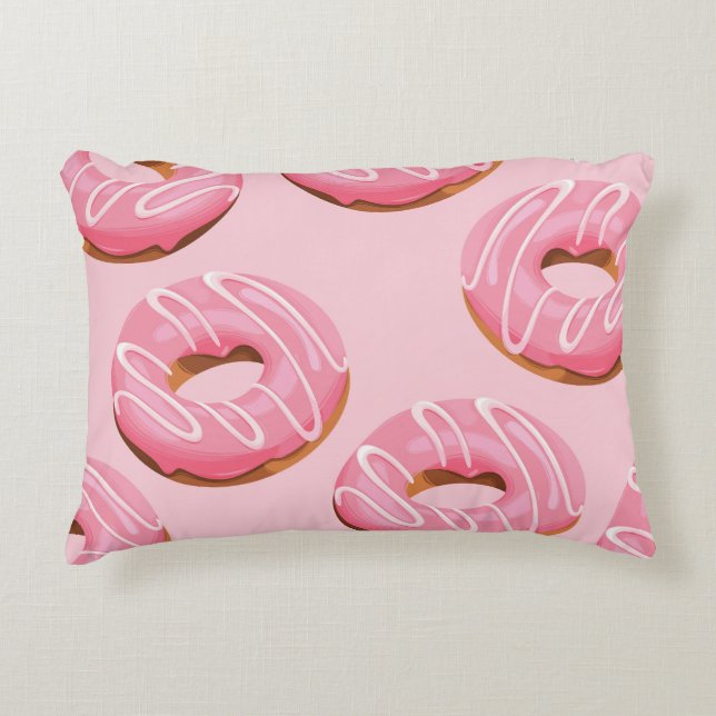 Glazed Doughnuts Seamless Background Decorative Cushion (Front)