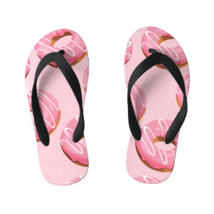 Glazed Doughnuts Seamless Background Kid's Flip Flops
