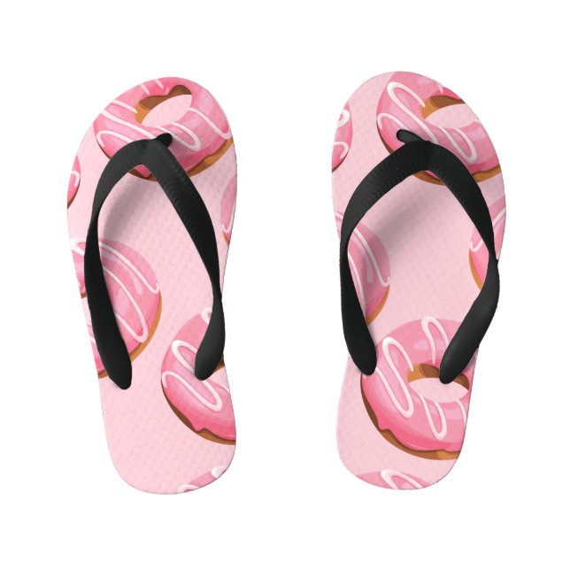 Glazed Doughnuts Seamless Background Kid's Flip Flops (Footbed)