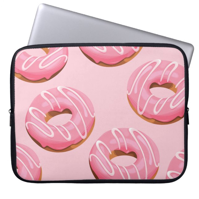 Glazed Doughnuts Seamless Background Laptop Sleeve (Front)
