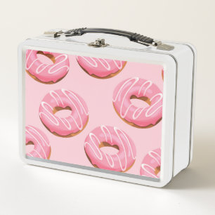 Glazed Doughnuts Seamless Background Metal Lunch Box