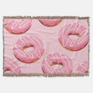 Glazed Doughnuts Seamless Background Throw Blanket