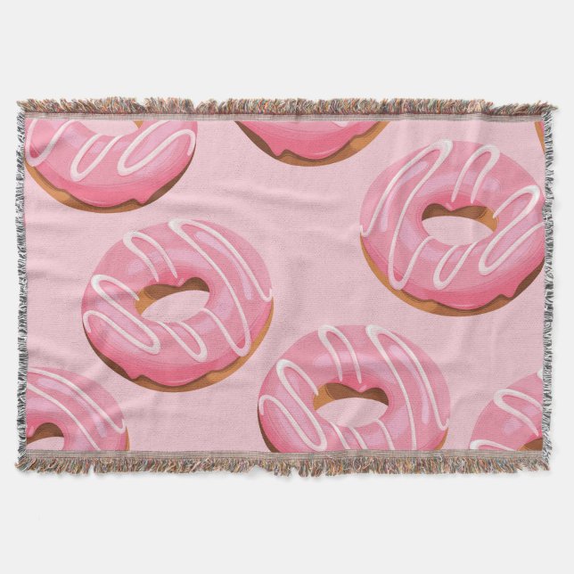 Glazed Doughnuts Seamless Background Throw Blanket (Front)