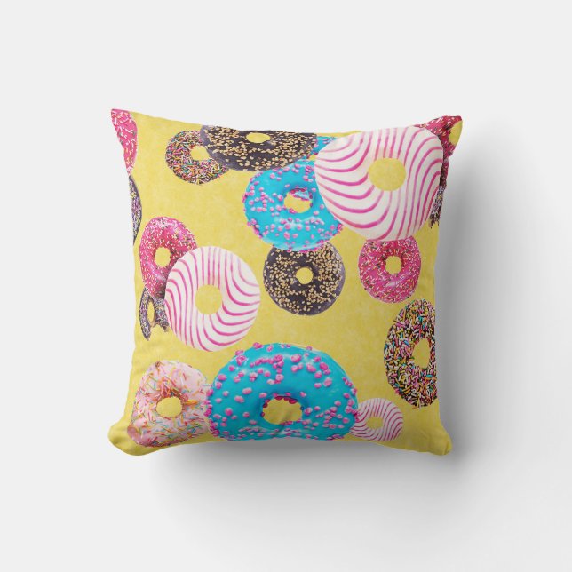 Glazed doughnuts throw pillow design (Front)