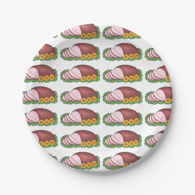 Glazed Holiday Ham Hams Christmas Dinner Plates (Front)