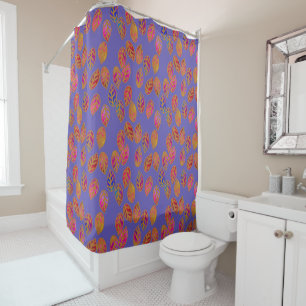 Glazed Leaves in Stormy Skies Shower Curtain