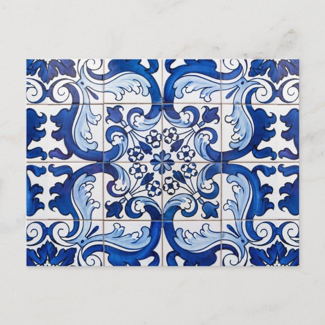 Glazed Portuguese Azulejo Tiles Postcard (Front)