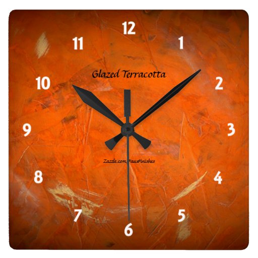 Image of Glazed Terracotta Square Wall Clock
