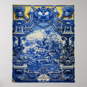 Glazed Tiles Representing Battle of Aljubarrota Poster