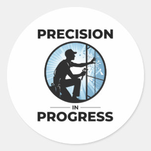 Glazier Window Glass Fitting Fitter Glasswork Classic Round Sticker