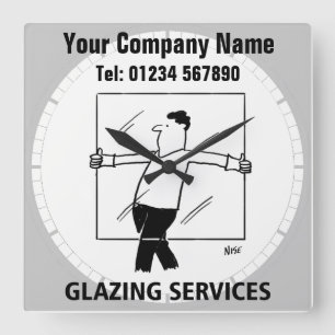 Glazing Services Cartoon Clock