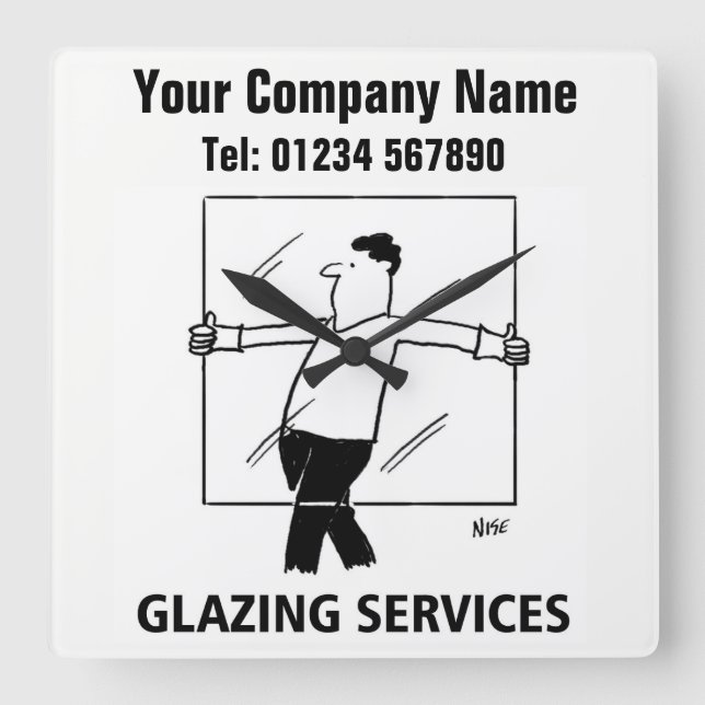 Glazing Services - Glazier Square Wall Clock (Front)