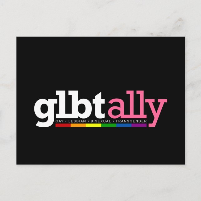 GLBT Ally Black Postcard (Front)