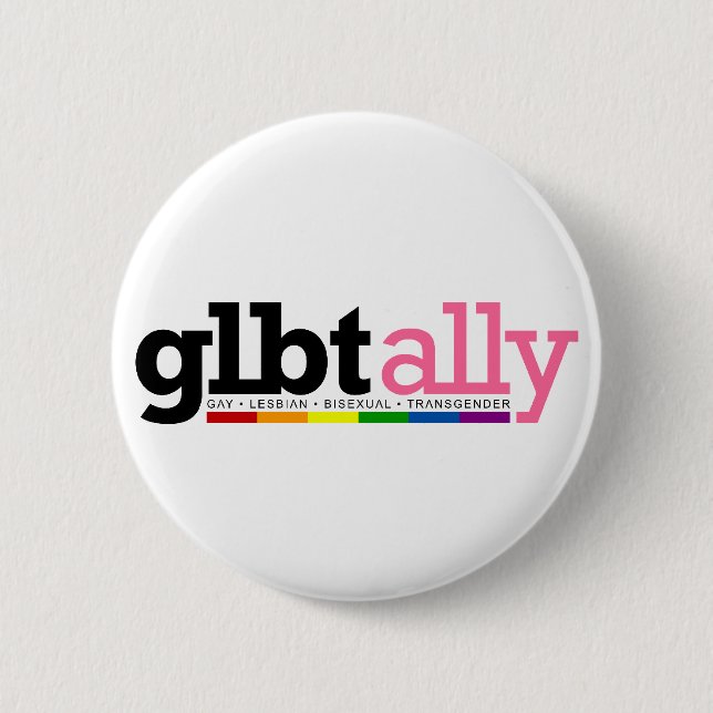 GLBT Ally White Button (Front)