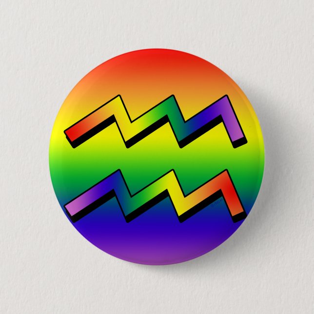 GLBT Aquarius w 6 Cm Round Badge (Front)