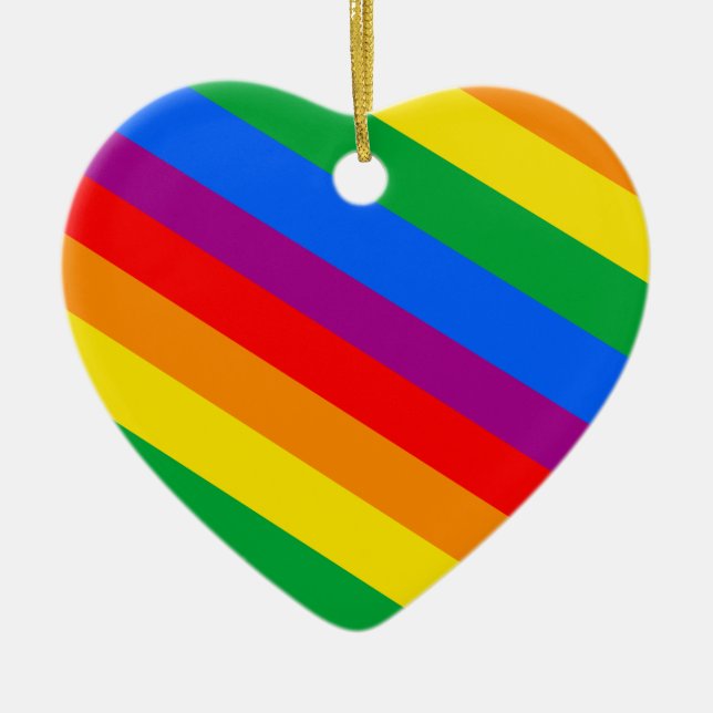 GLBT Pride Stripes 2 Ceramic Tree Decoration (Front)
