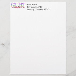 GLBT Support Rainbow Text Customized Letterhead
