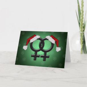 GLBT Xmas - Lesbian Green Holiday Card