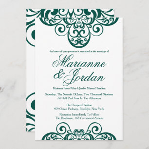 Gleaming Emerald Green Ornate Wedding Invitations