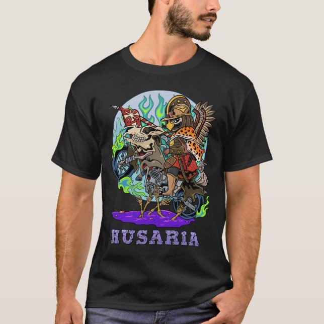 Gleaming Guardians of Glory: Polished Winged Hussa T-Shirt (Front)