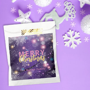 Gleaming Purple Winter Wonderland Merry Christmas Favour Bags