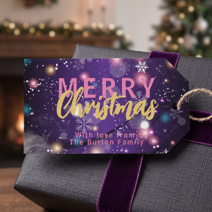 Gleaming Purple Winter Wonderland Merry Christmas Gift Tags
