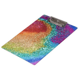 Gleaming Rainbow Glitter Swirl Clipboard