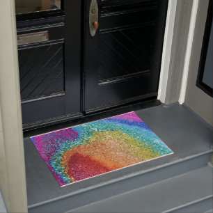 Gleaming Rainbow Glitter Swirl Doormat