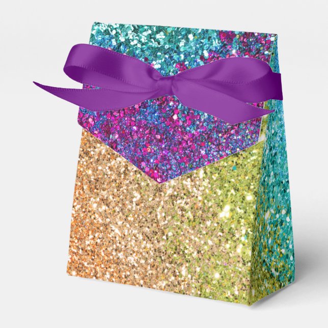 Gleaming Rainbow Glitter Swirl Favour Box (Front Side)