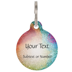 Gleaming Rainbow Glitter Swirl Pet Tag