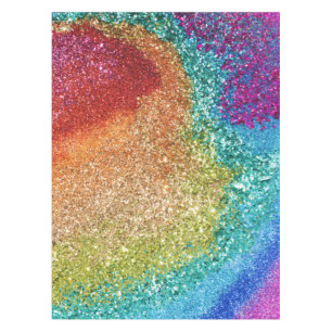 Gleaming Rainbow Glitter Swirl Tablecloth