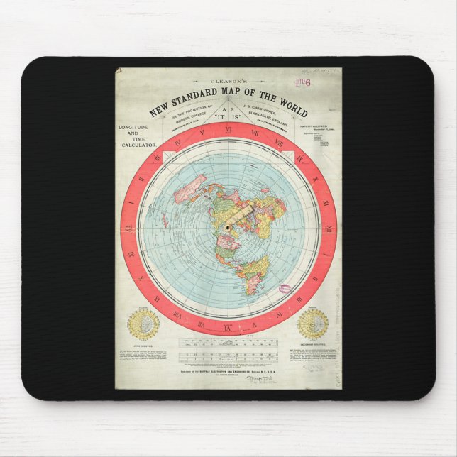 Gleason's New Standard Map Of The World - Flat Ear Mouse Mat (Front)