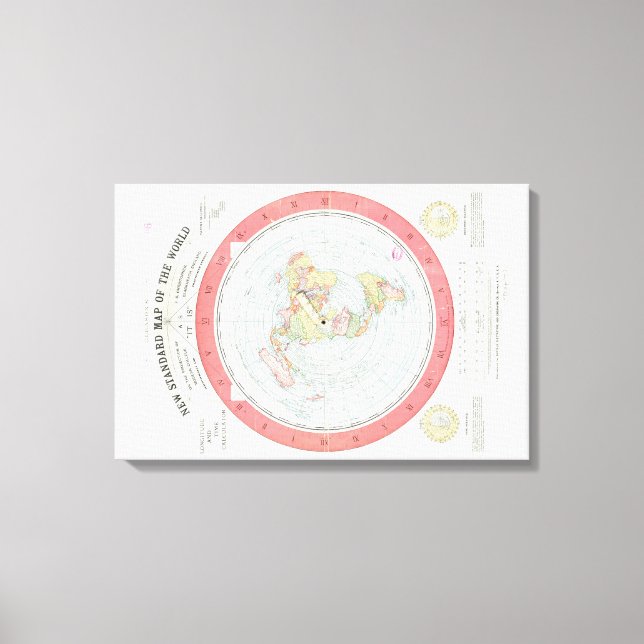 Gleason's ~NEW STANDARD MAP OF THE WORLD~ Poster Canvas Print (Front)