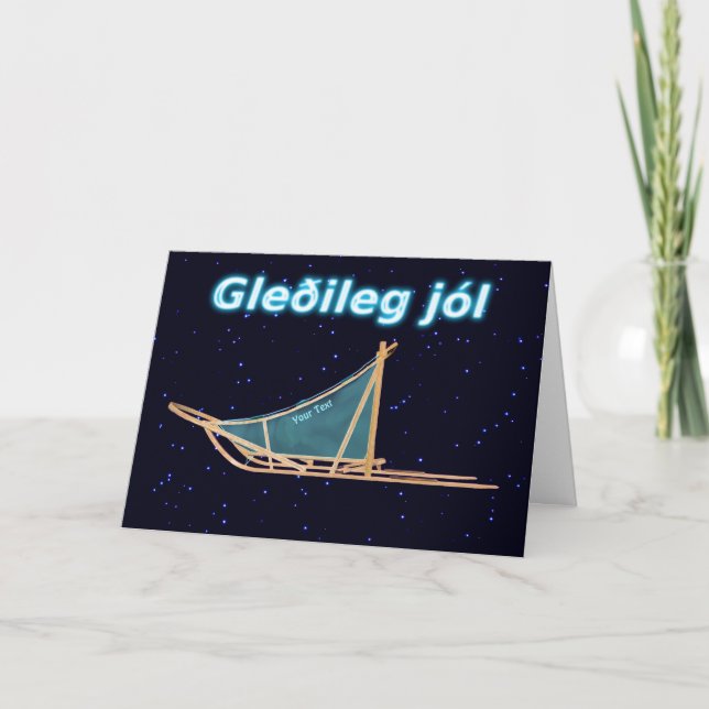 Gleðileg Jól - Dog Sled Holiday Card (Front)