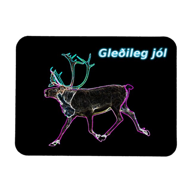 Gleðileg jól - Electric Caribou Magnet (Horizontal)