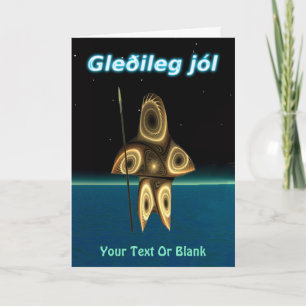 Gleðileg Jól - Fractal Inuit Hunter Holiday Card