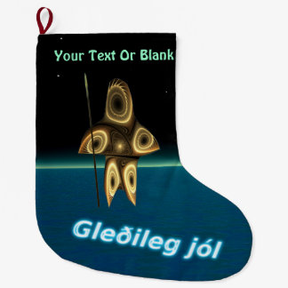 Gleðileg jól - Fractal Inuit Hunter Large Christmas Stocking