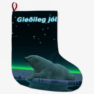 Gleðileg jól - Ice Edge Polar Bear Large Christmas Stocking