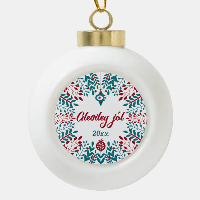 Gleðileg jól, Icelandic Christmas Greeting Ceramic Ball Christmas ...