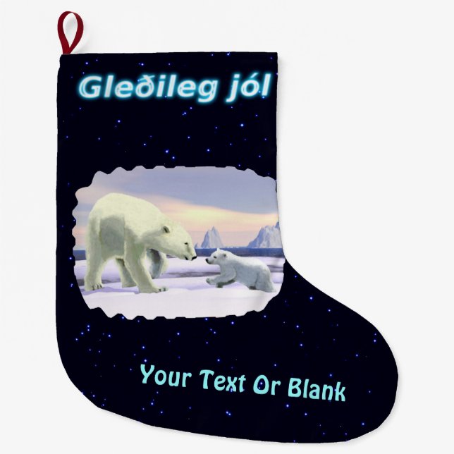 Gleðileg jól- Mama Nose Best Large Christmas Stocking (Front)