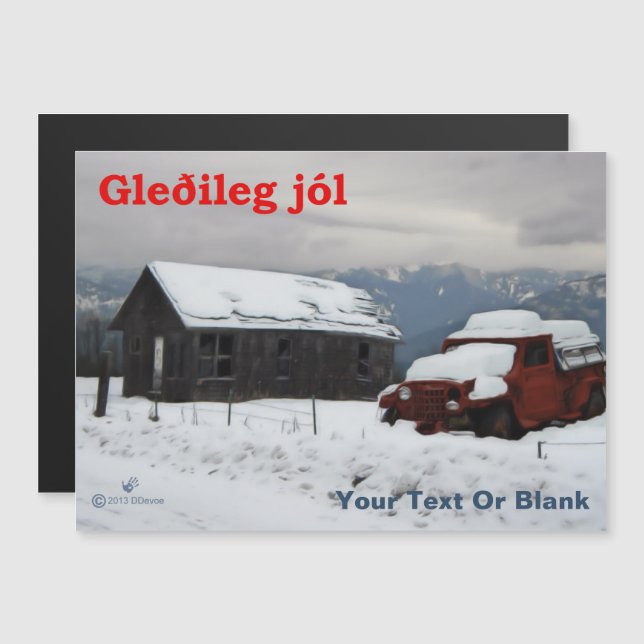Gleðileg Jól - Old Red Truck (Front/Back)