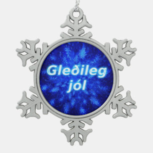 Gleðileg jól - Snowburst Snowflake Pewter Christmas Ornament